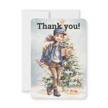 custom female letter carrier christmas tree thank you invitations