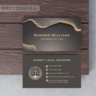 custom gold black grey marble monogram law office business invitations