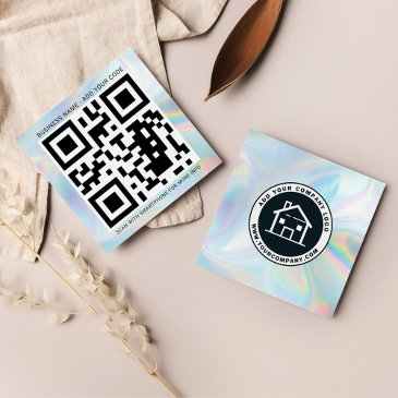 custom logo and qr code diy holographic square business invitations