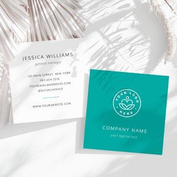 custom logo bold minimalist corporate teal square business invitations
