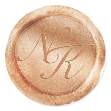 custom monogram rose gold wax seal sticker