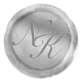 Small Custom Monogram Silver Wax Seal Sticker Front View