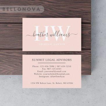 custom name pale pastel pink white black monogram business invitations
