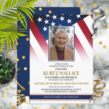 custom photo military retirement party invitation