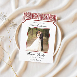 Small Custom Photo Personalized Arab Henna Invitation Front View