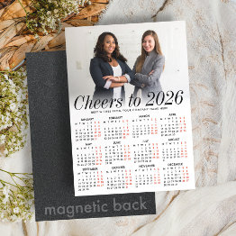 Small Custom Photo White Calendar 2026 Magnetic Invitations Front View