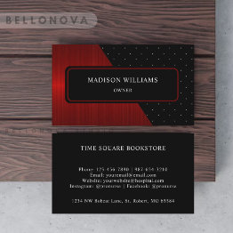 Small Custom Red Stripes Black White Polka Dot Monogram Business Invitations Front View