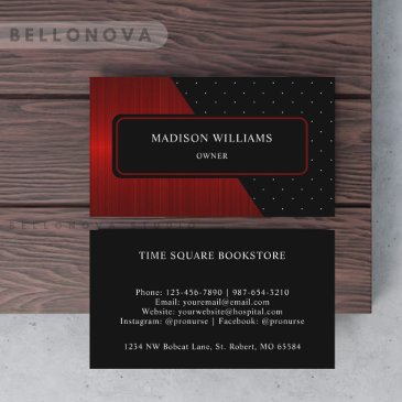 custom red stripes black white polka dot monogram business invitations