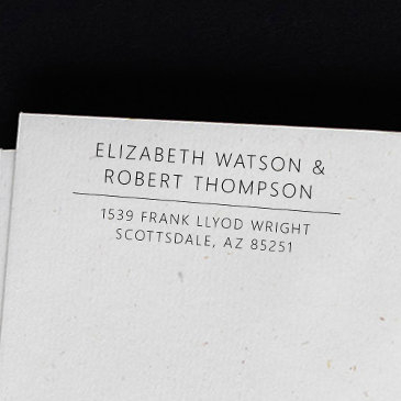 custom return address stamp for minimalist wedding