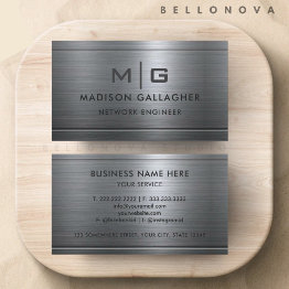 Small Custom Silver Grey Metal Professional Business Invitations Front View