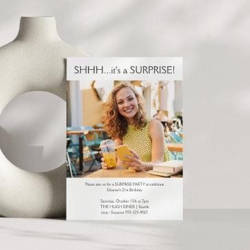 custom simple photo surprise 21st birthday party invitation