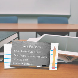 Small Custom Teacher Tutor Rustic Blackboard Flashinvitations Business Invitations Front View