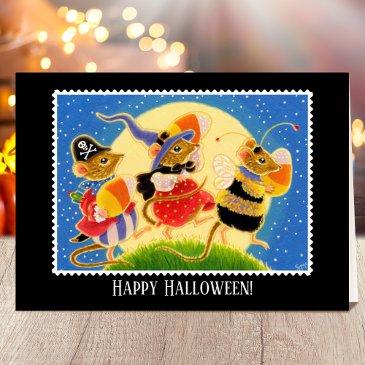 custom trick or treat halloween mice invitations