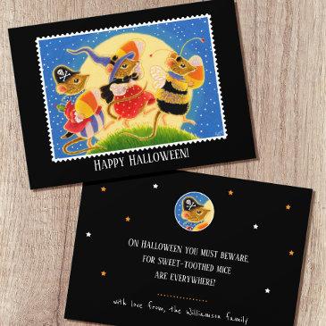 custom trick or treat halloween mice flat invitations