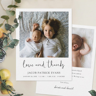 custom two photo birth announcement thank you invitations