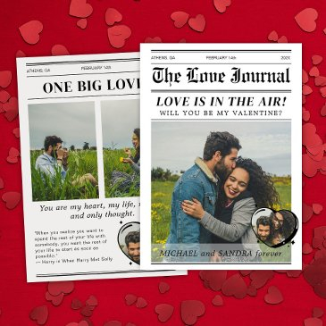 custom valentine's day newspaper cover greetings invitation