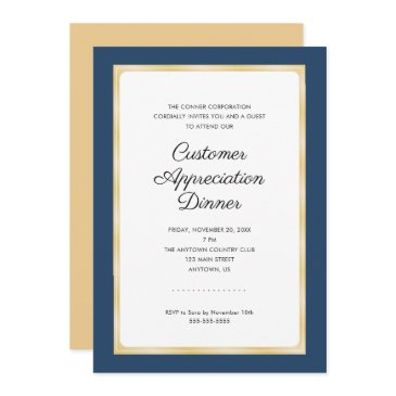customer appreciation dinner | navy blue and gold invitation