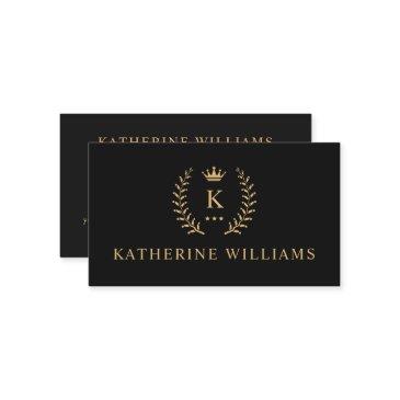 customize name & initial black white gold monogram business invitations