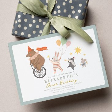 cute animals band first birthday invitation