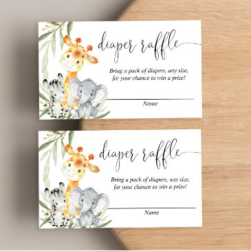 cute animals gender neutral diaper raffle invitations