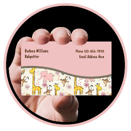 Small Cute Babysitting Theme Business Invitations Front View