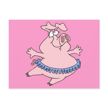 cute ballet ballerina piggy in a tutu pig postinvitations