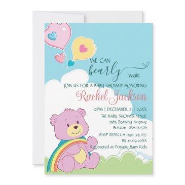 cute bearly wait baby shower cloudy heart balloon invitation