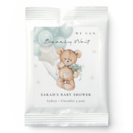 Small Cute Blue Bearly Wait Bear Balloon Baby Shower Lemonade Drink Mix Front View