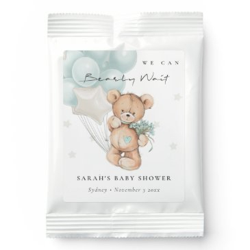 cute blue bearly wait bear balloon baby shower lemonade drink mix