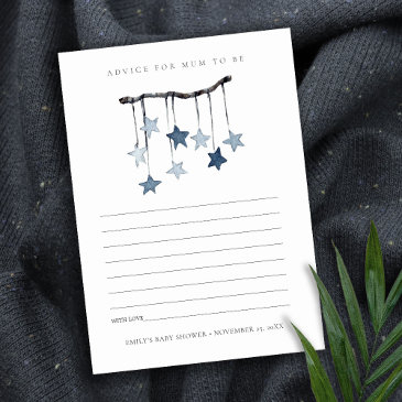 cute blue star mobile advice for mum baby shower enclosure invitations