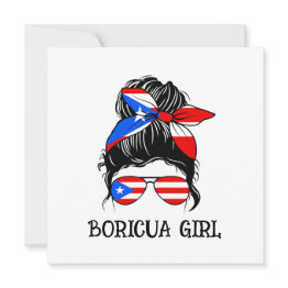 Small Cute Boricua Girl Puerto Rico Flag Front View