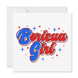Small Cute Boricua Girl Puerto Rico Glitter Invitations Front View