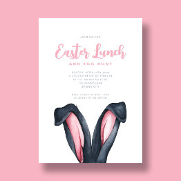 Small Cute Bunny Ears Easter Lunch Invitation Front View