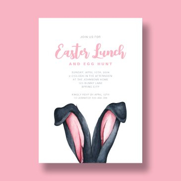 cute bunny ears easter lunch invitation