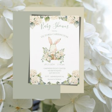 cute bunny rabbit baby shower invitation