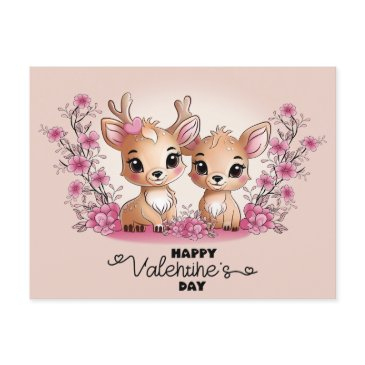 cute cartoon bambi lovers hearts valentine’s day postinvitations