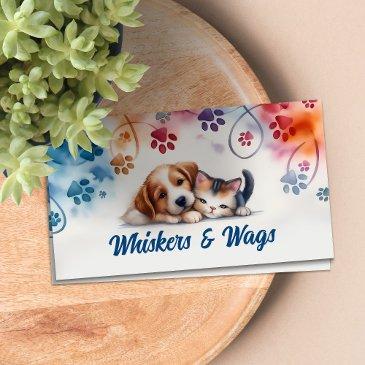 cute cat and dog pet sitter business invitations