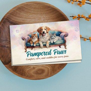 cute cat and dog pet sitter business invitations