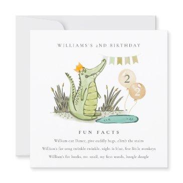cute chomp alligator in swamp fun facts birthday invitation