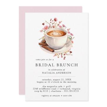 cute coffee | pink floral bridal shower brunch invitation