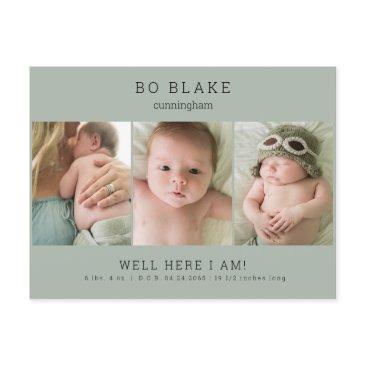cute collage photo sage baby birth announcement