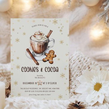 cute cookies & cocoa christmas party invitation