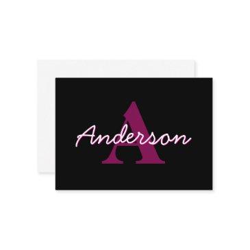 cute customizable pink & black monogram script enclosure invitations