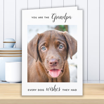cute dog grandpa personalized pet photo birthday holiday invitations