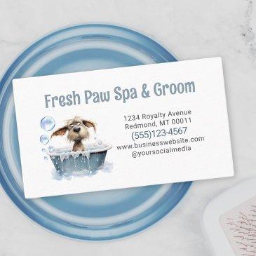 cute dog pet grooming bath service business invitations