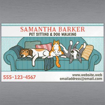 cute dogs and cat pet sitting animal care funny business invitations magnet
