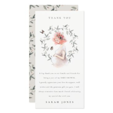 cute elegant expectant women foliage baby shower thank you invitations
