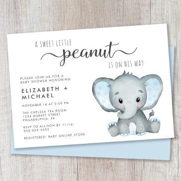 cute elephant boy couples baby shower invitation
