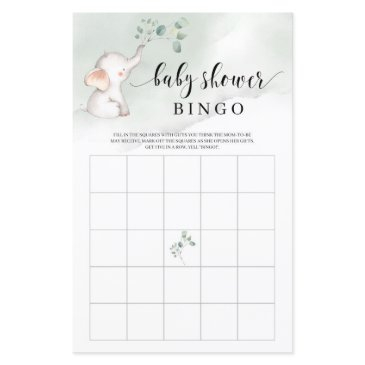 cute elephant greenery baby shower bingo game