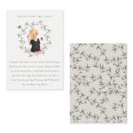 Small Cute Expectant Women Foliage Books For Baby Shower Enclosure Invitations Front View